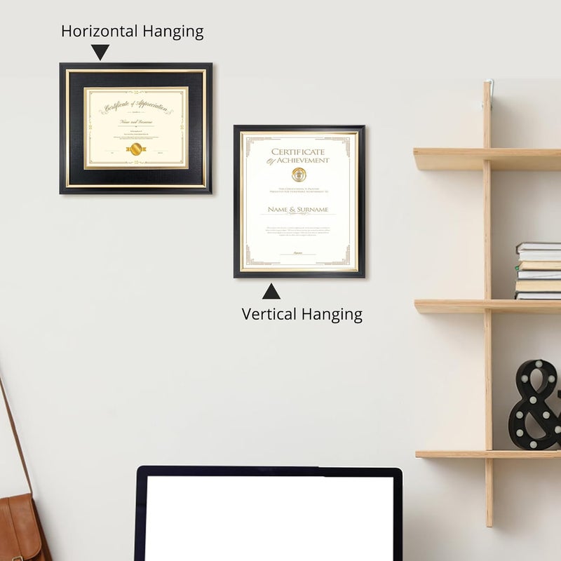 Hodeframe 10x12 Certificate Frame for 7x9 Diploma/Document/Picture with Black and Gold Mat, Solid Wood Degree Frame, High Definition Real Glass，Wall Display and Tabletop - Image 3